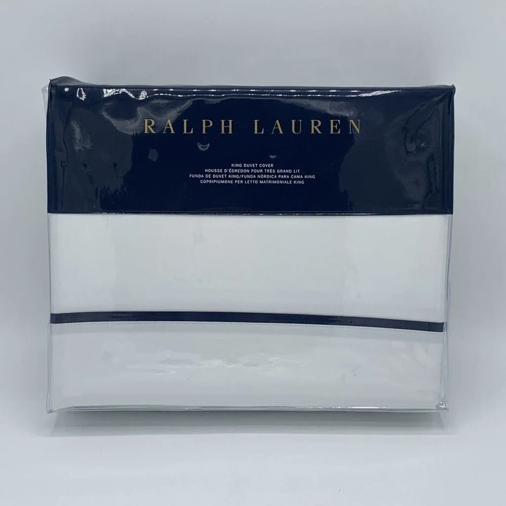 Ralph Lauren Palmer Percale King Duvet Cover Flat Sheet Pillowcases in Polo Navy